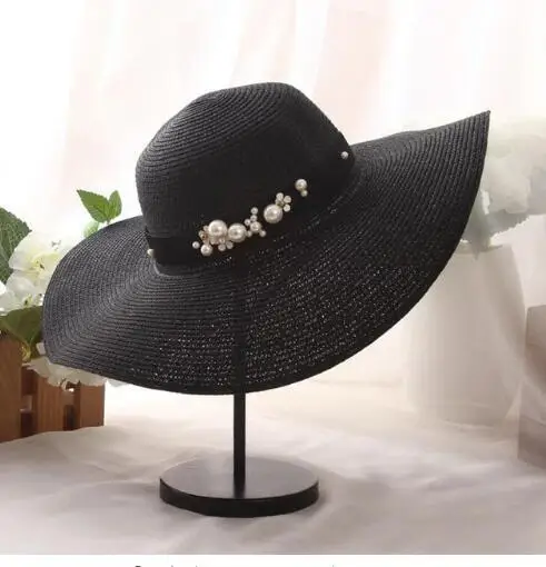 2019 hot sale round top raffia wide brim straw hats summer sun hats for women with thumb200