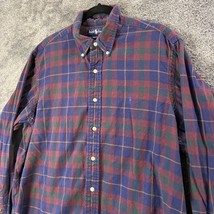 Ralph Lauren Button Up Shirt Mens Extra Large Purple Plaid Preppy Pony F... - $12.63