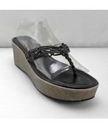 BCBG Open Toe Braided Brown Leather Platform Wedge Thong Sandals - Women... - £11.85 GBP