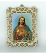 Sacred Heart of Jesus Christ sagrado Corazon de Jesus wall Icon wooden p... - $224.48 MXN