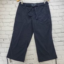 IZOD Pants Womens Sz 4 Black Cotton Capri Tie-Front Drawstring Adjustabl... - $14.84