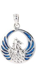Jewelry Trends Phoenix Fire Bird Sterling Silver Pendant Blue Paua Shell Wings - £45.54 GBP