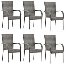 Outdoor Garden Balcony Patio Poly Rattan Stackable Dining Chairs Seats 2 4 6  - £74.18 GBP+