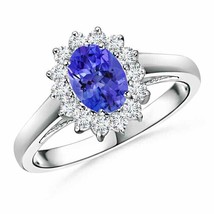 ANGARA Princess Diana Inspired Tanzanite Ring with Diamond Halo - £1,064.24 GBP