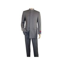 Men Apollo King Banded Collarless suit Mandarin 5 Hidden Button Pastor AG53 Gray image 2