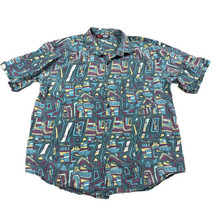 Vintage Todays News Classic 90s Button Down Shirt Men&#39;s XL Beach Club Tr... - £19.20 GBP