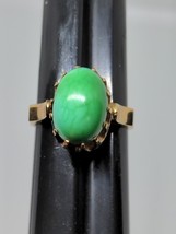 Vintage 14k Gold 585 Green Stone Ring Size 7 - £318.74 GBP