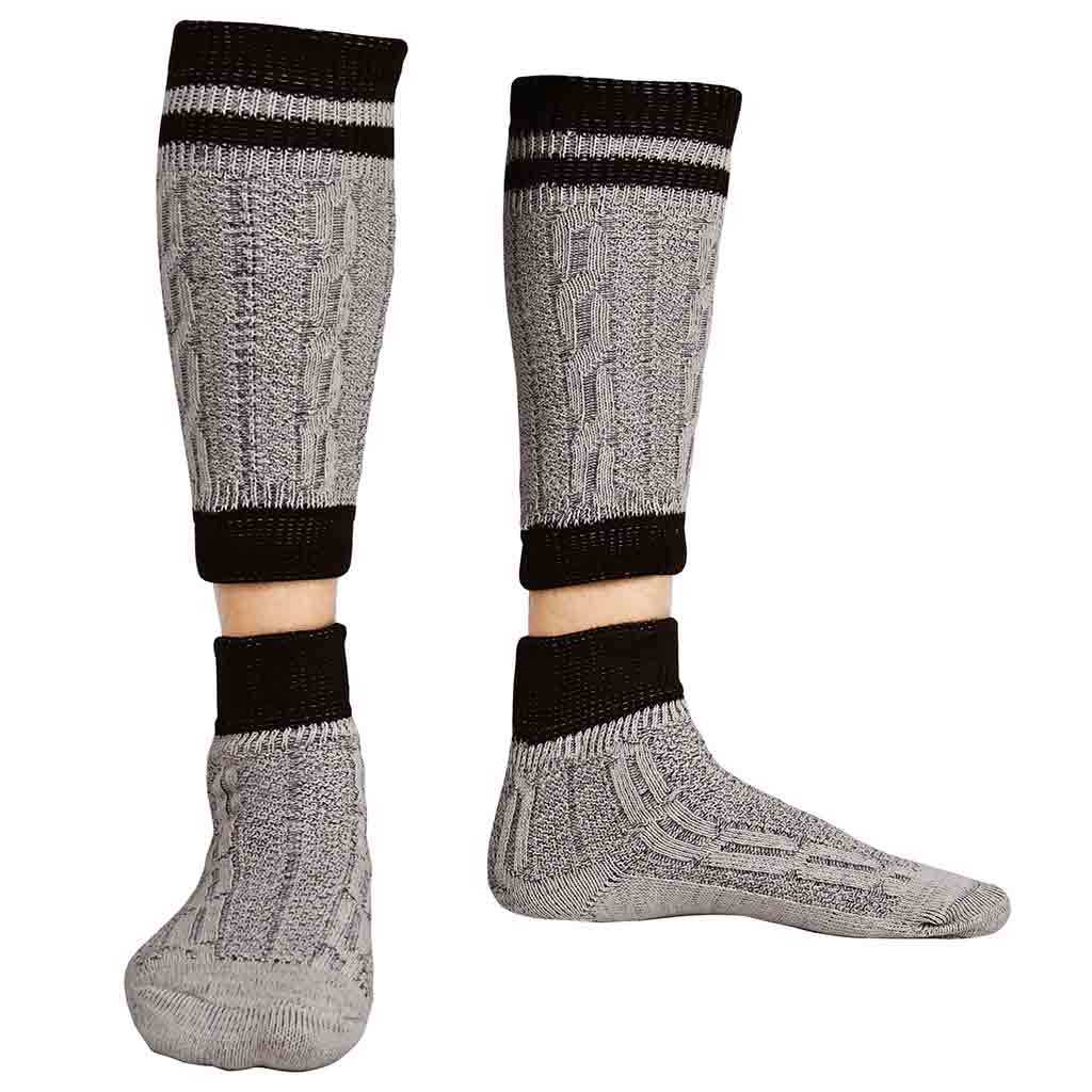 Authentic Bavarian Socks Two Piece Grey Oktoberfest Costume Lederhosen Socks