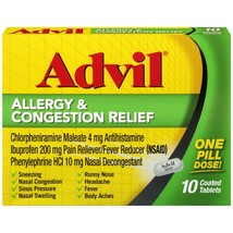 Advil Allergy &amp; Congestion Relief, Pain &amp; Fever Reducer (10 ct.)..+ - £15.81 GBP