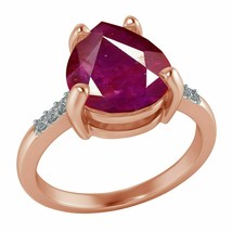 10K Rose Gold Plated Womens 1.05 Ct Pear Ruby &amp; Diamond Engagement Wedding Ring - £89.67 GBP