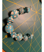 Handmade turquoise &amp; ivory glass Lampwork Beads - New - £19.84 GBP