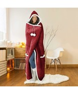 Hoodzy Faux Fur Hooded Blanket Burgundy 51&quot; in x 71&quot; in - £22.41 GBP