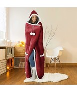 Hoodzy Faux Fur Hooded Blanket Burgundy 51&quot; in x 71&quot; in - £22.44 GBP