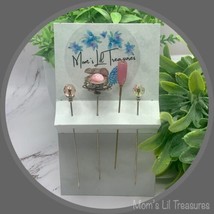 Pink Glass Rhinestone Set of 4 • Stick Pins, Hatpins, Sewing pins, Gifts... - $19.60