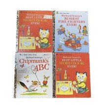 Little Golden Books Vtg Lot 4 Richard Scarry Words ABCs Fire Fighters - £6.90 GBP