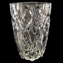 Cristal D Arques Vase Crystal Diamond Pattern Vignette Xmas Icy France JG Durand - £35.60 GBP