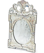 Stunning Antiqued Venetian Mirror with Crown &amp; Etchings - £1,503.33 GBP