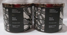 Bath &amp; Body Works 3-wick Scented Candle Lot Set of 2 PALO SANTO - £54.67 GBP