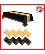 Chic 8-Pack Black Gold Polka Dot Tablecloths with Satin Runners for Any ... - $555.64 MXN