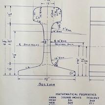 1950 Railroad Bangor Aroostook 115 LB Rail RE Section Blueprint H34 DWDD13 - £67.98 GBP