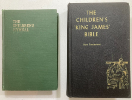 Lot 2 vintage books Children&#39;s Hymnal, King James Bible for kids - New Testament - £18.53 GBP