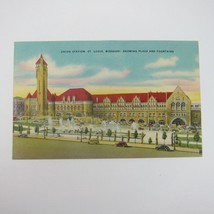 Train Postcard Union Station St. Louis Missouri Plaza &amp; Fountains UNPOSTED - £7.90 GBP
