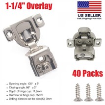 40 Packs Soft-Closing Compact 1-1/4&quot; Overlay 105 Hinge Kitchen Cabinet H... - $92.99