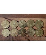 Vintage SUNOCO Presidential Coin Series Set of 10 Brass Coins 1950-2000 ... - £8.79 GBP