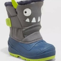 Cat &amp; Jack thermolite lennox gray green blue Boys Toddler winter boots s... - £19.21 GBP