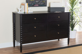 Laverne Black Bobbin Wood 6-Drawer Dresser - $10,852.41 MXN