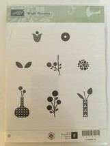 Stampin Up Bright Blossoms Cling Stamps Set of 8 Modern Home Decor Flowers Vases - £7.96 GBP