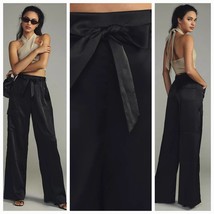 New Anthropologie Hutch Satin Utility Pants $148 SMALL Black  - £61.95 GBP