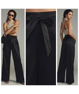 New Anthropologie Hutch Satin Utility Pants $148 SMALL Black  - £63.65 GBP