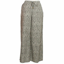 EILEEN FISHER Pebble Black Droplet Printed Cotton Wide Drawstring Crop P... - $89.99