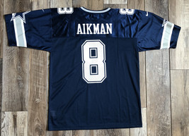 Troy Aikman #8 Dallas Cowboys Football Jersey Blue Nike Size XL Vintage - $98.99