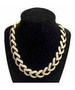 Necklace Costume Jewelry Chain Cream Enamel Gold Plated Statement 1980s ... - £36.09 GBP