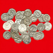 Lot of 10 Franklin Half Dollar - 90% Silver Circulated - £95.31 GBP