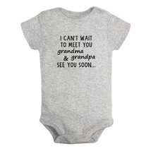 I can&#39;t wait to meet you grandpa &amp; grandma Novelty Romper Newborn Baby Jumpsuits - £8.36 GBP