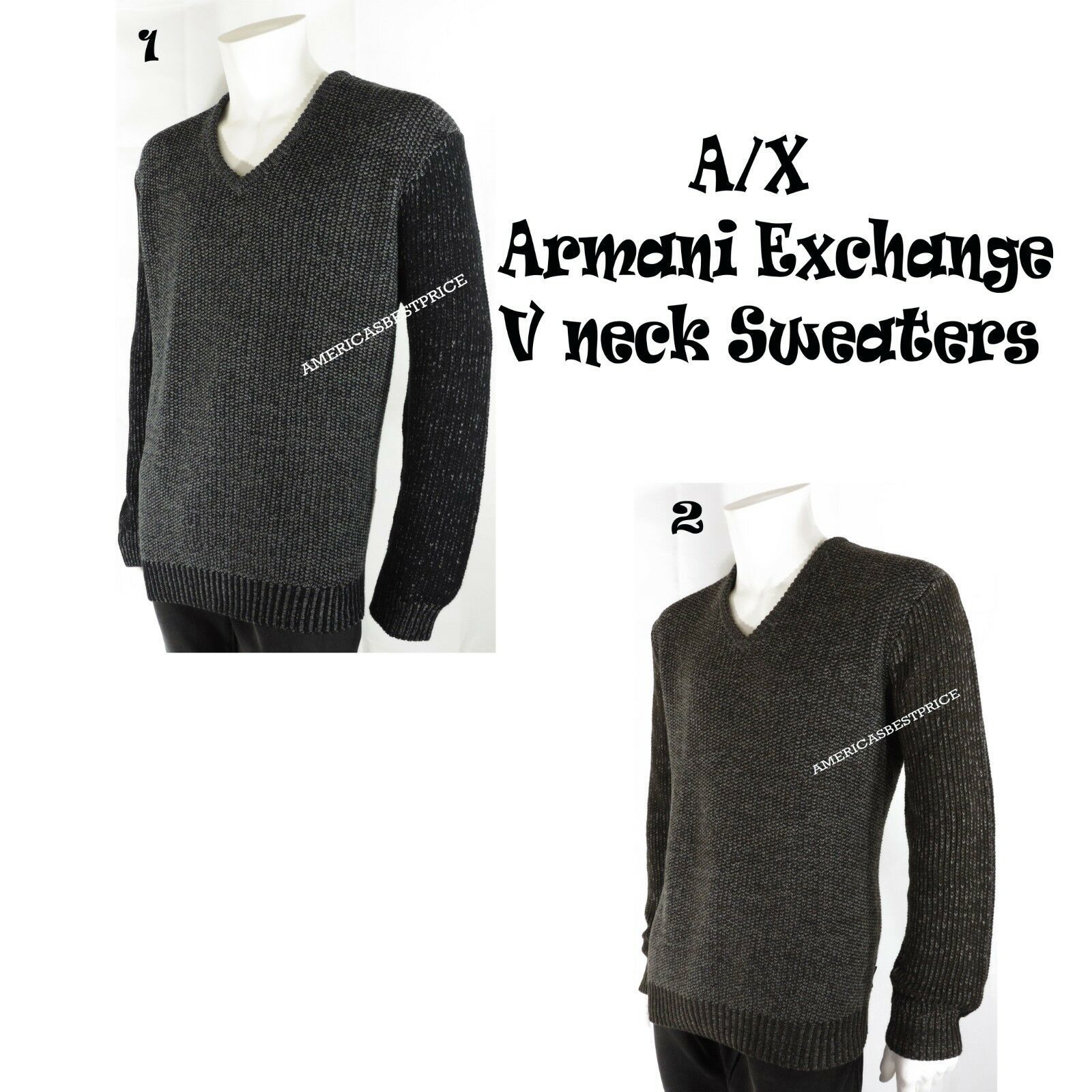 A|X ARMANI EXCHANGE NEW MEN'S V-NECK SWEATER WOOL BLEND NWT RETAIL $110 WARM  - £47.92 GBP