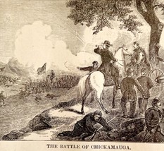 Battle Of Chickamunga 1881 President Garfield Wood Engraving Victorian DWFF7 - £30.93 GBP