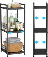 3-Tier Metal Shelving Unit, Expandable, Free-Standing, Narrow,, Organiza... - $71.34 CAD