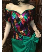 Vintage 1980&#39;s Sequin Mardi Gras Carnival Party Dress Julie Duroche Afte... - £62.60 GBP