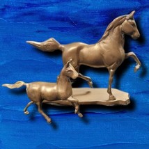 Vintage Solid Brass Horse + Pony Figurine Statue Prancing Trotting Equestrian - £14.95 GBP