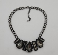 Women’s Black Rhinestone Statement Necklace Costume Jewelry Fashion - £19.32 GBP