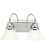 Kichler Telford 18&quot; 2 Light Vanity Light Alabaster Swirl Glass Chrome Mo... - $504.66 MXN