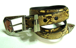 Genuine Snakeskin Belt womens Size Med Silver Tone Buckle Apple Acc of DE NY Vtg - $28.89