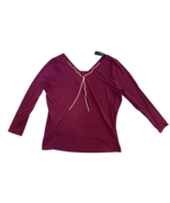 Lane Bryant V Back Removable Chain Front Wine Long Sleeve 26/28 Blouse Top - €23,81 EUR Lane Bryant V Back Removable Chain Front Wine Long Sleeve 26/28 Blouse Top - €23,81 EUR