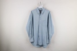 Vintage 90s Gap Mens Medium Distressed Denim Jean Collared Button Down Shirt - £34.30 GBP