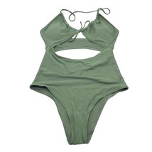 Aerie Ruched Cut Out One Piece Swimsuit Cheeky Green M - £22.73 GBP