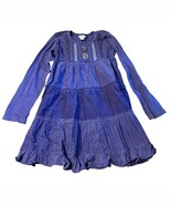 Naartjie Kids Purple Long-Sleeve Tiered Dress XXl 8 Years Cotton - $401.42 MXN